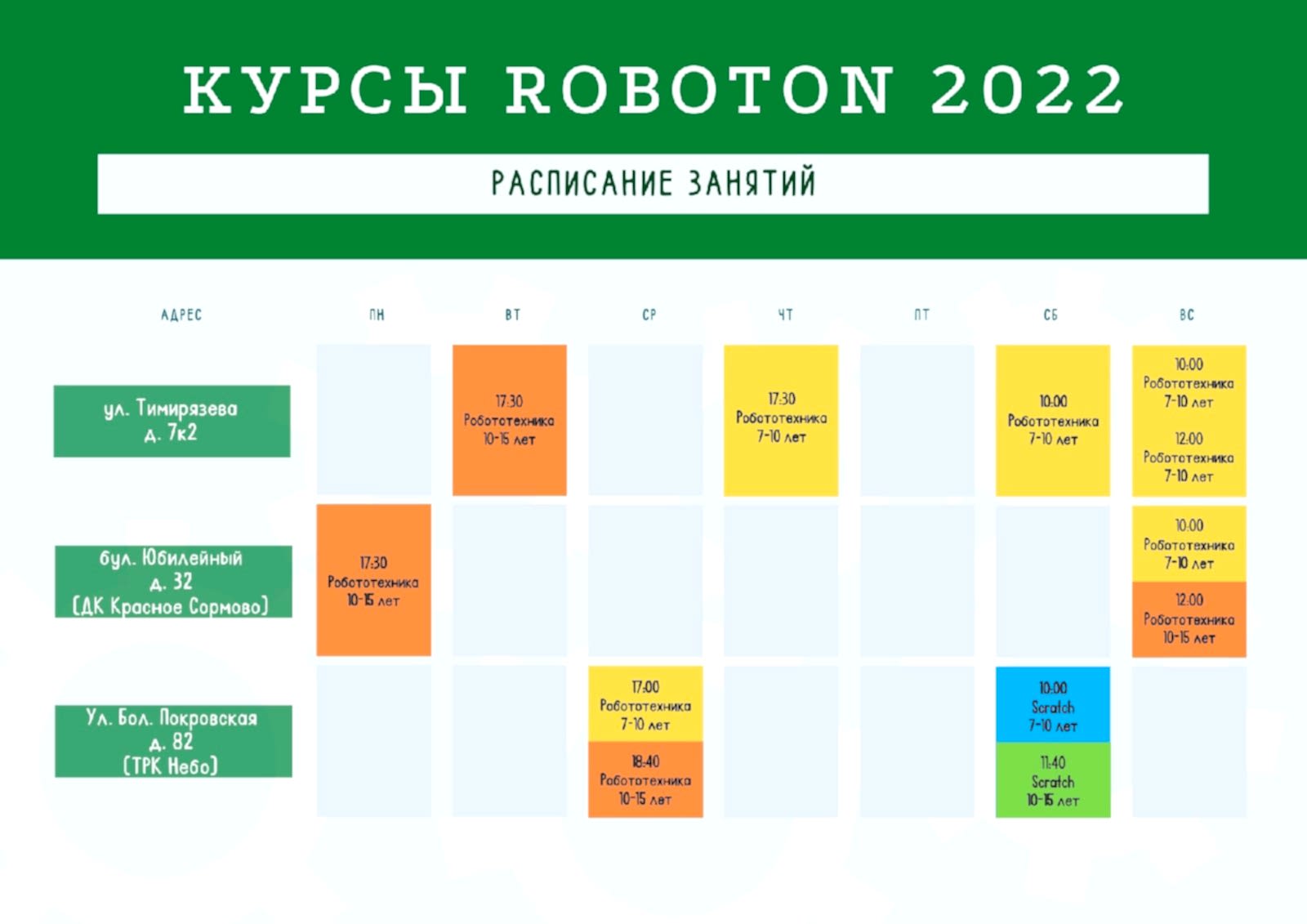 Расписание RobotON 2023